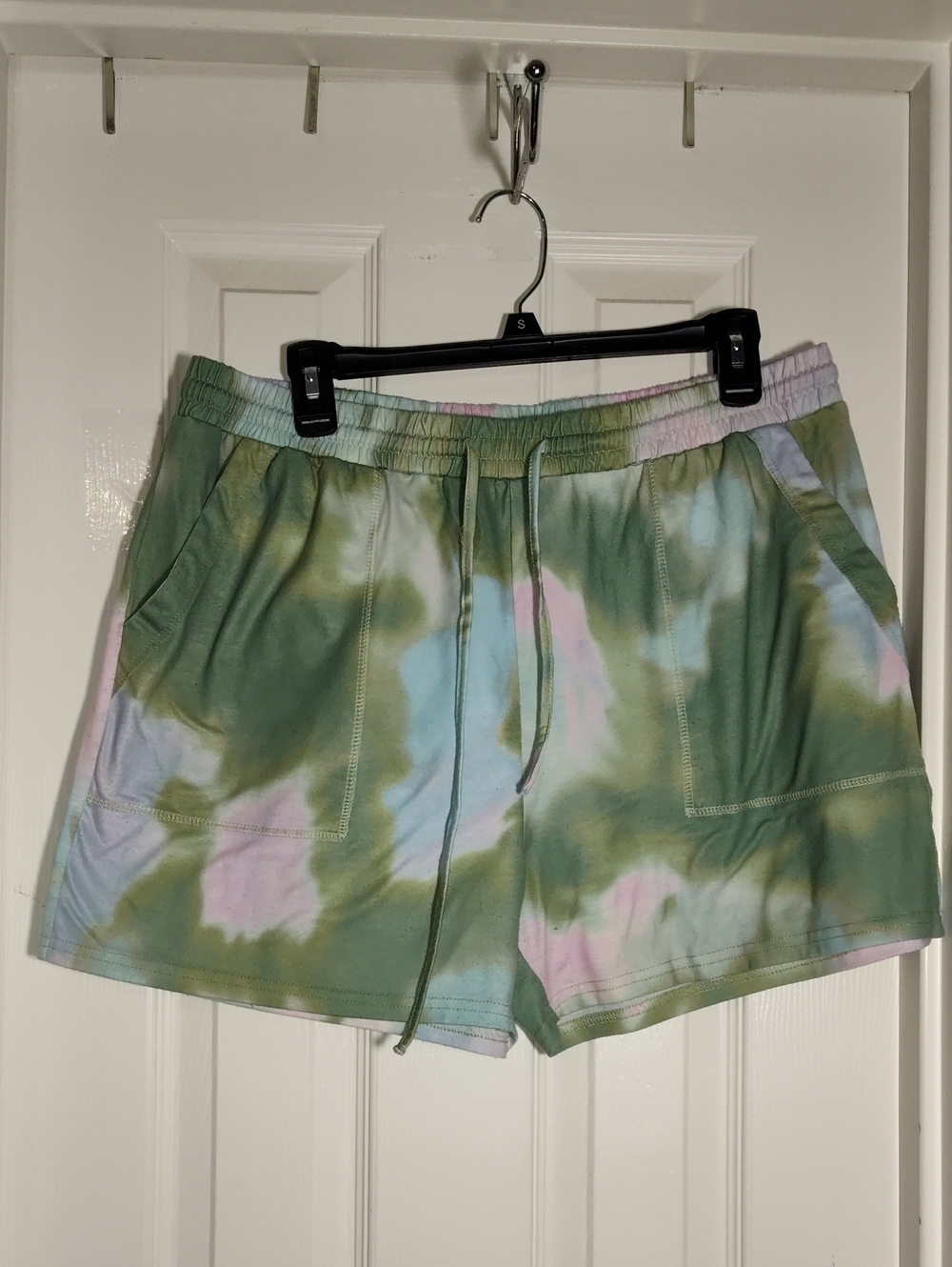 🍡 Source Unknown Tie-Dye Drawstring Athletic Shorts - Green/Pink/Blue